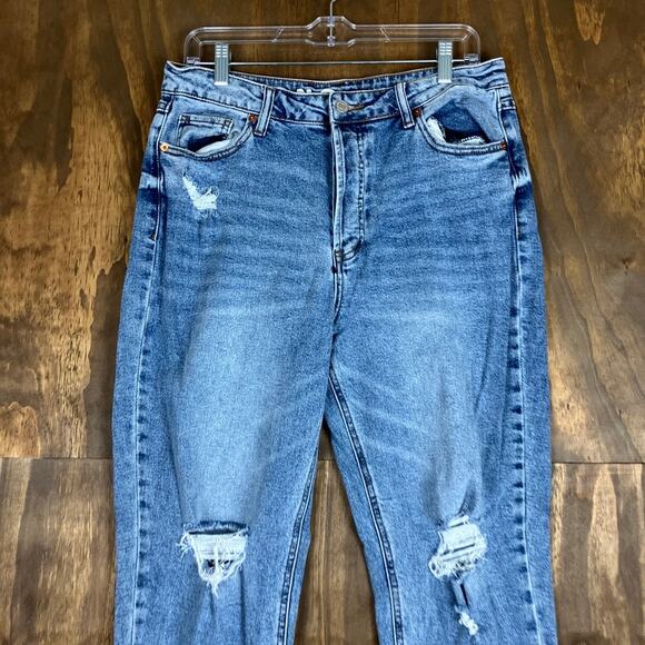 S.O.N.G Womens Jeans Blue Denim High Rise Classic Mom Distressed Stretch 11/30 - Picture 2 of 10